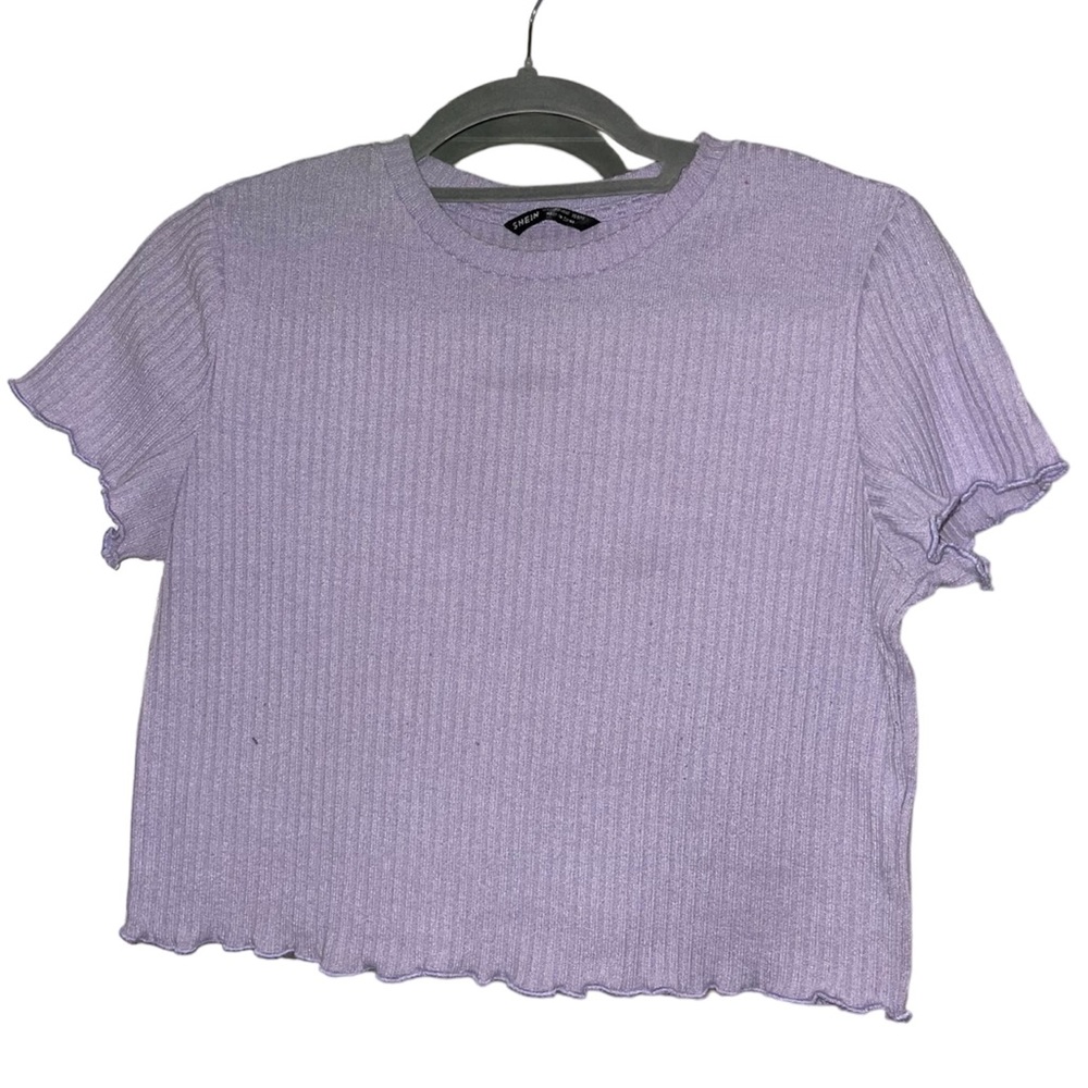 Light purple lettuce ribbed crop top